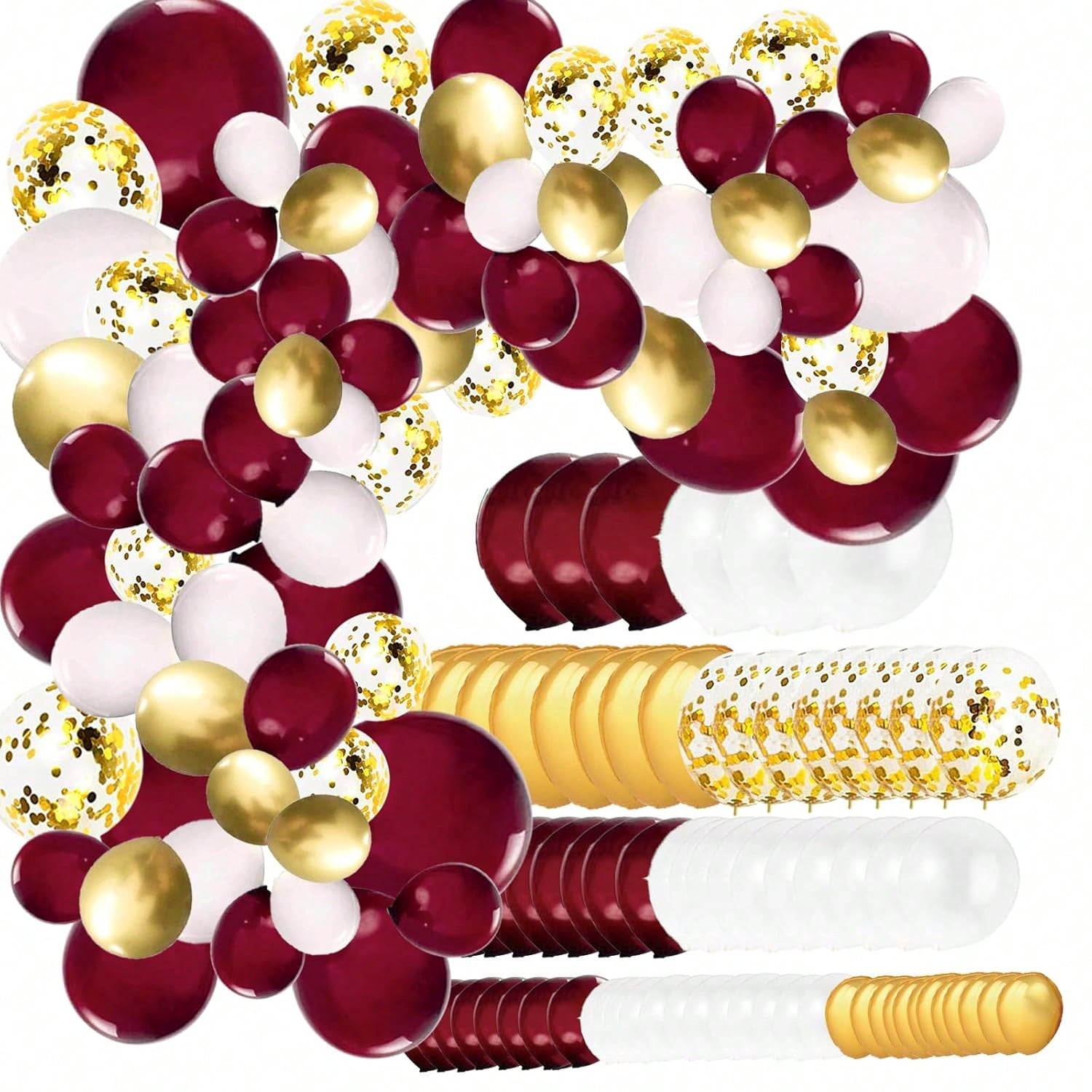 131PCS Maroon Gold Graduation & Party Decorations Balloons for 2024