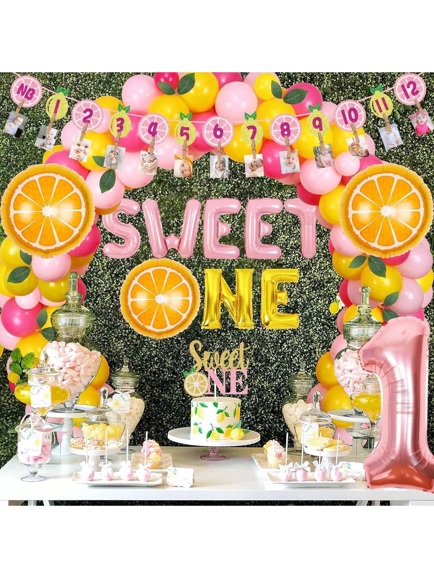 Lemon First Birthday Party Decorations Balloon Arch Foil Number 1 Balloon