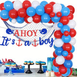Nautical Shower Decorations Banner Balloon Garland Arch Kit with Net