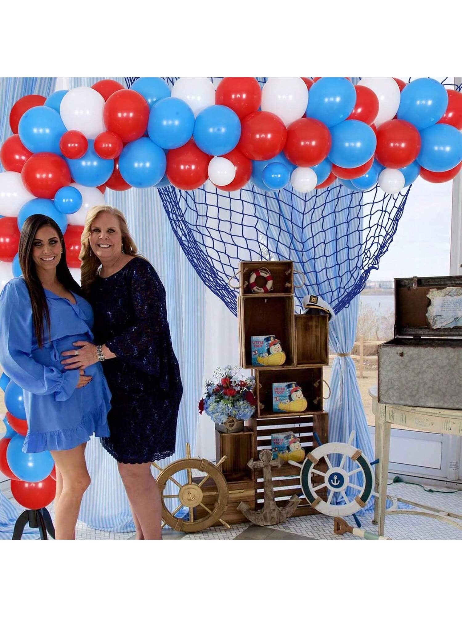 Nautical Shower Decorations Banner Balloon Garland Arch Kit with Net