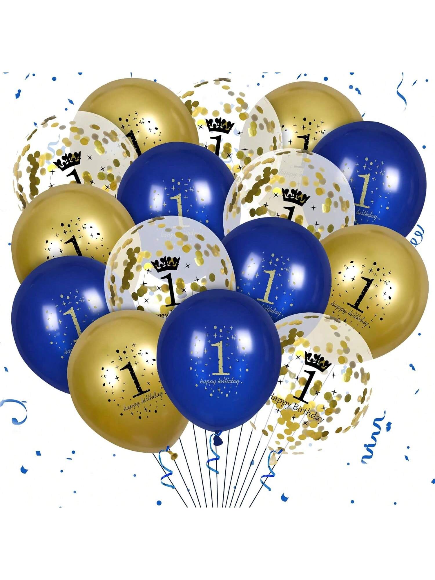 Navy Blue and Gold 50th Birthday Balloons 15 Pack for Party Decor