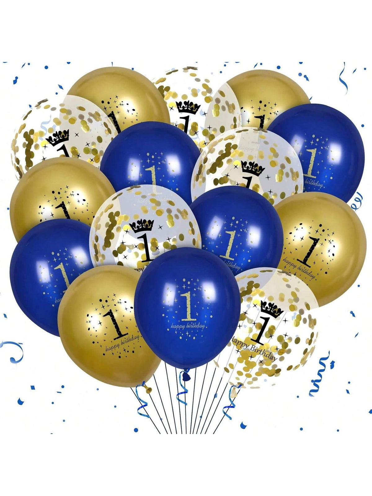 Navy Blue and Gold 50th Birthday Balloons 15 Pack for Party Decor