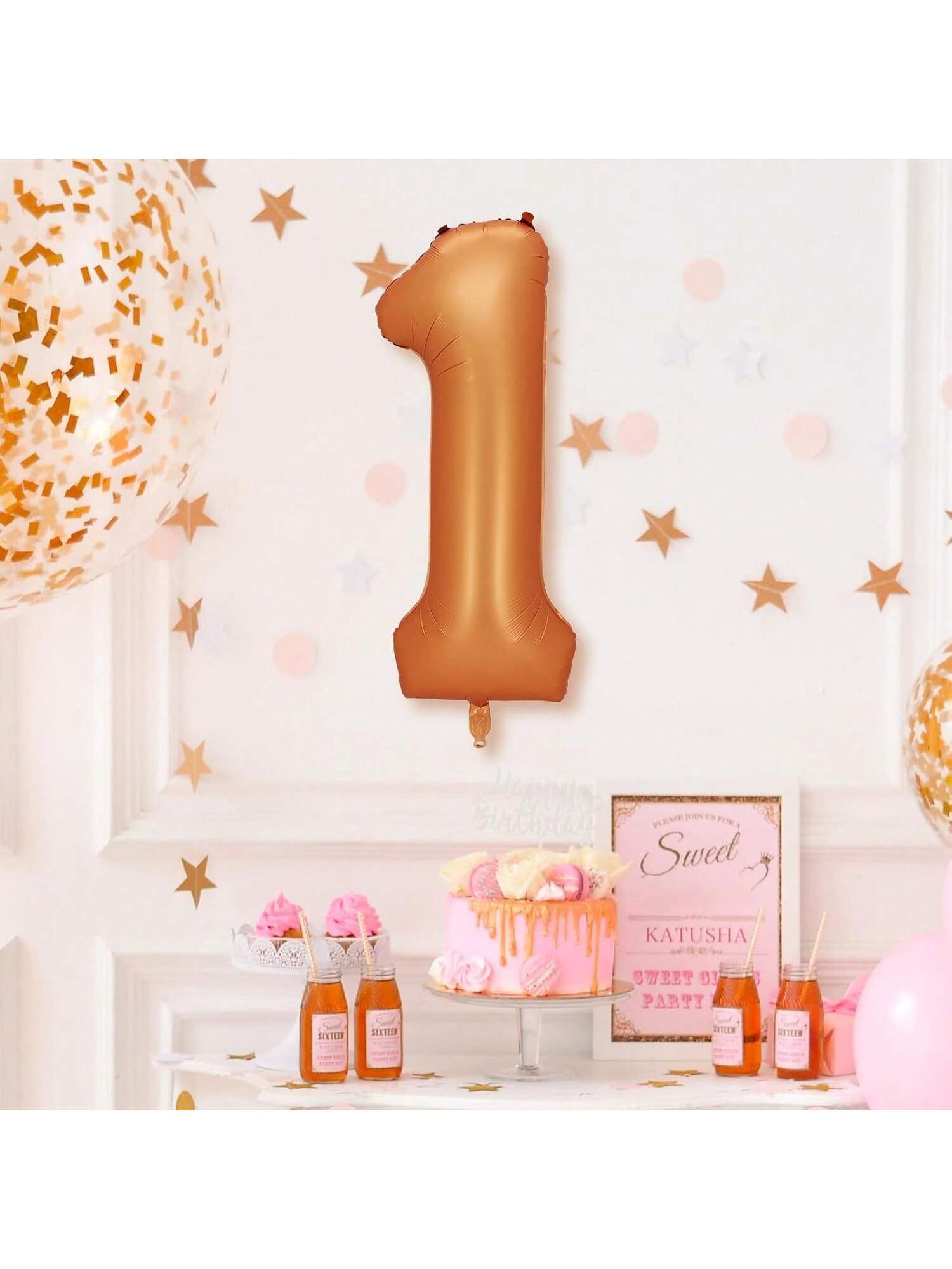 Orange Foil Balloons Number 1, 40 Inch