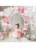 Pink White Winter Wonderland Balloon Arch 137 pcs Snowflake Balloons Decor