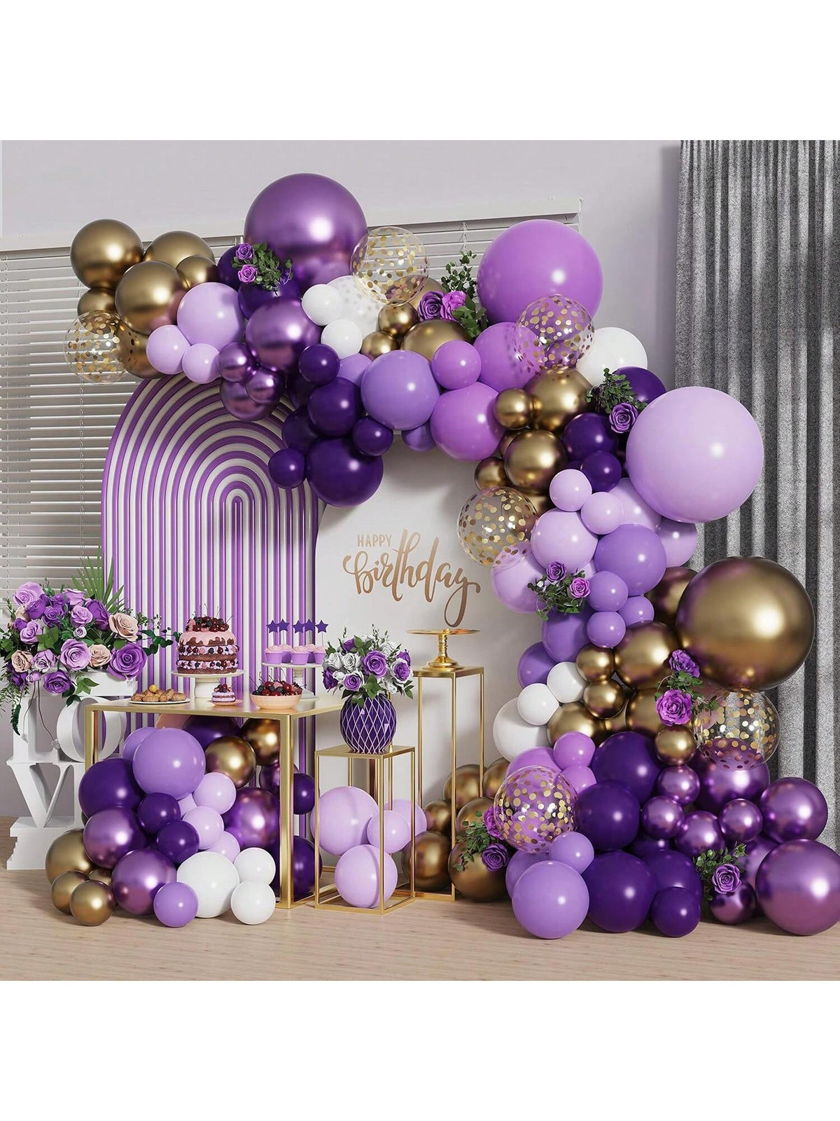 146pcs Purple Balloon Garland Arch Kit with Confetti for Party Decor