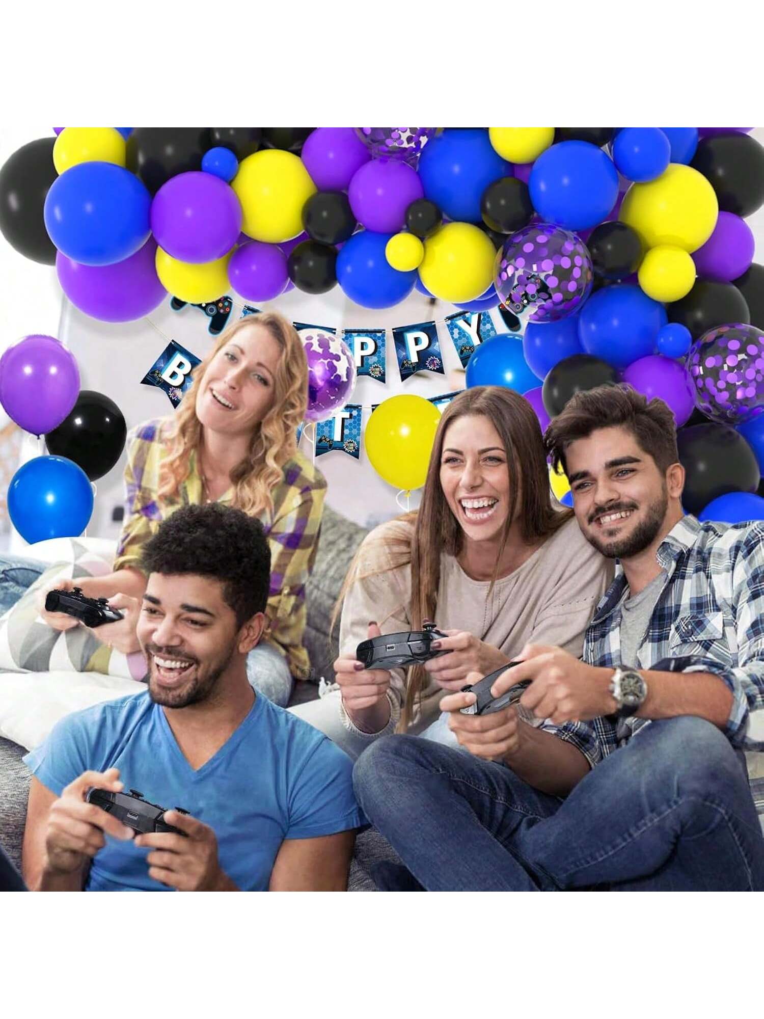 Purple Blue Silver Balloon Garland Arch Kit for Video Game & Party Decor