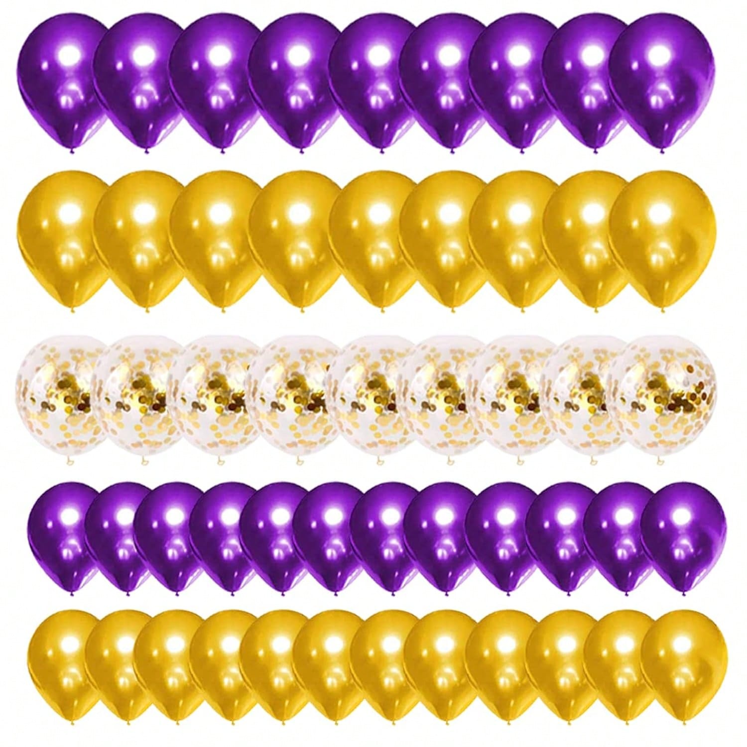 122PCS Purple & Gold Balloon Arch Kit with Confetti for Parties & Weddings