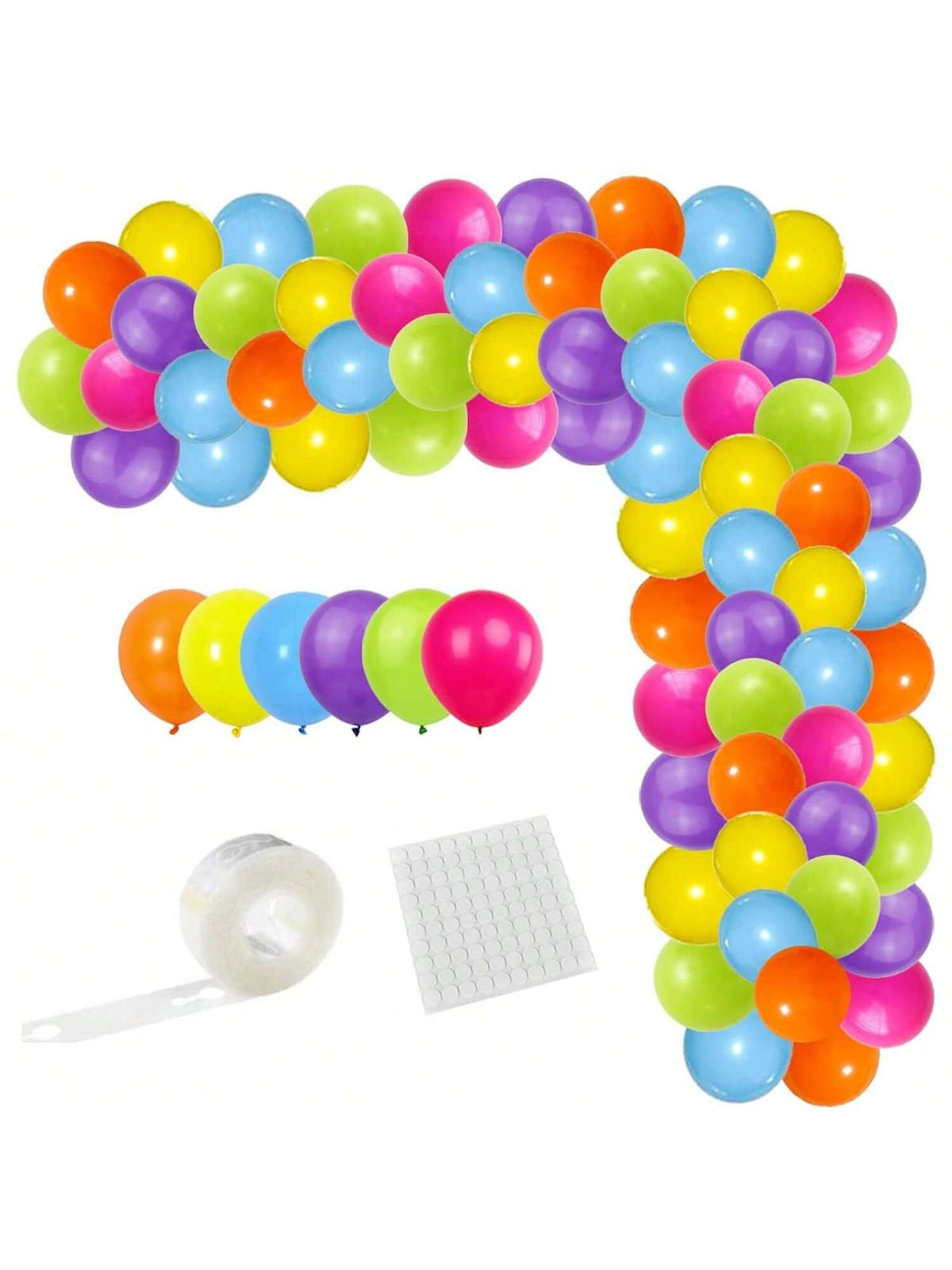 122-Pc Rainbow Balloon Garland Kit with Multicolor Balloons for Parties and Weddings