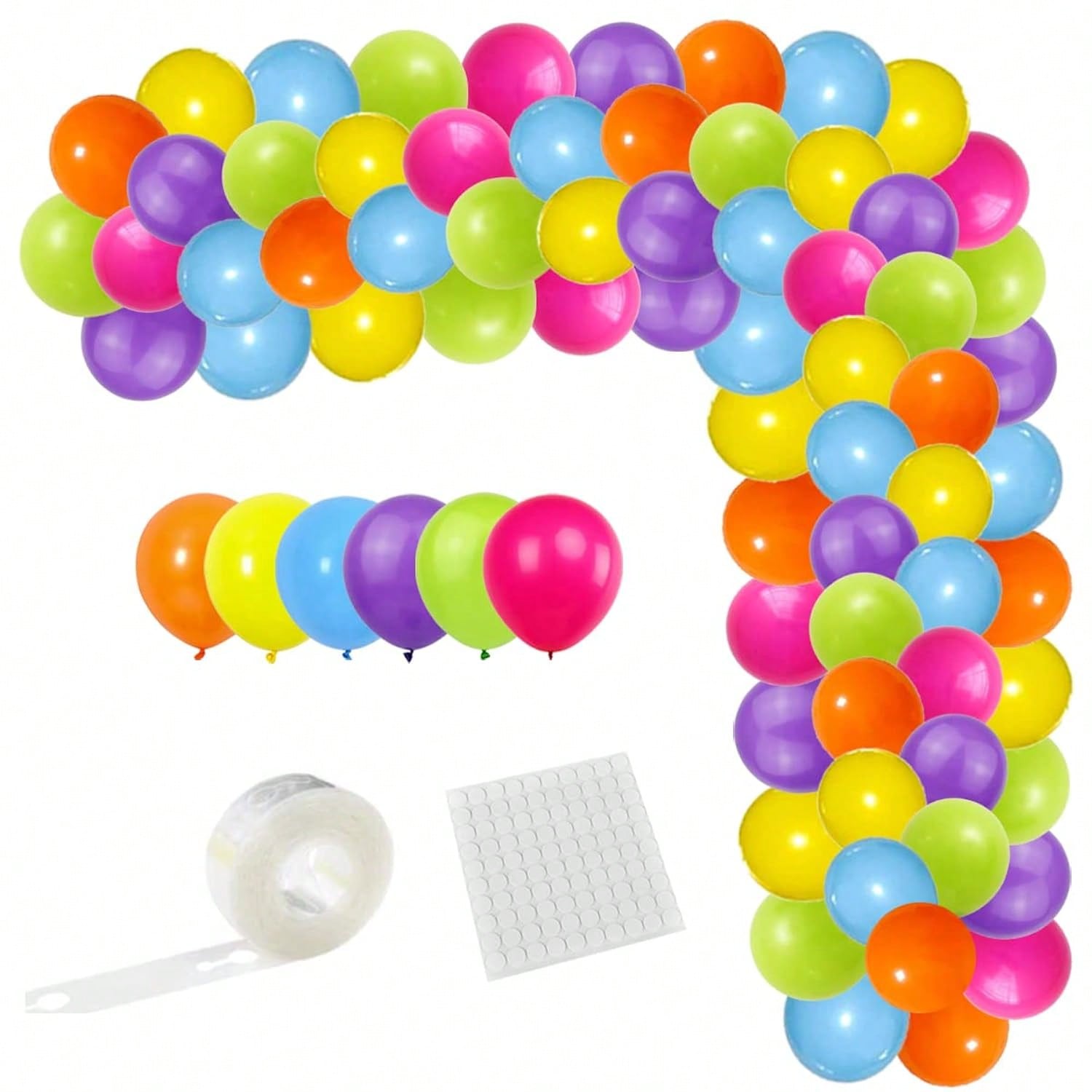 122-Pc Rainbow Balloon Garland Kit with Multicolor Balloons for Parties and Weddings
