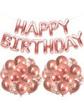 16-Inch Rose Gold Happy Birthday Letter Balloons for Milestone Birthday Parties