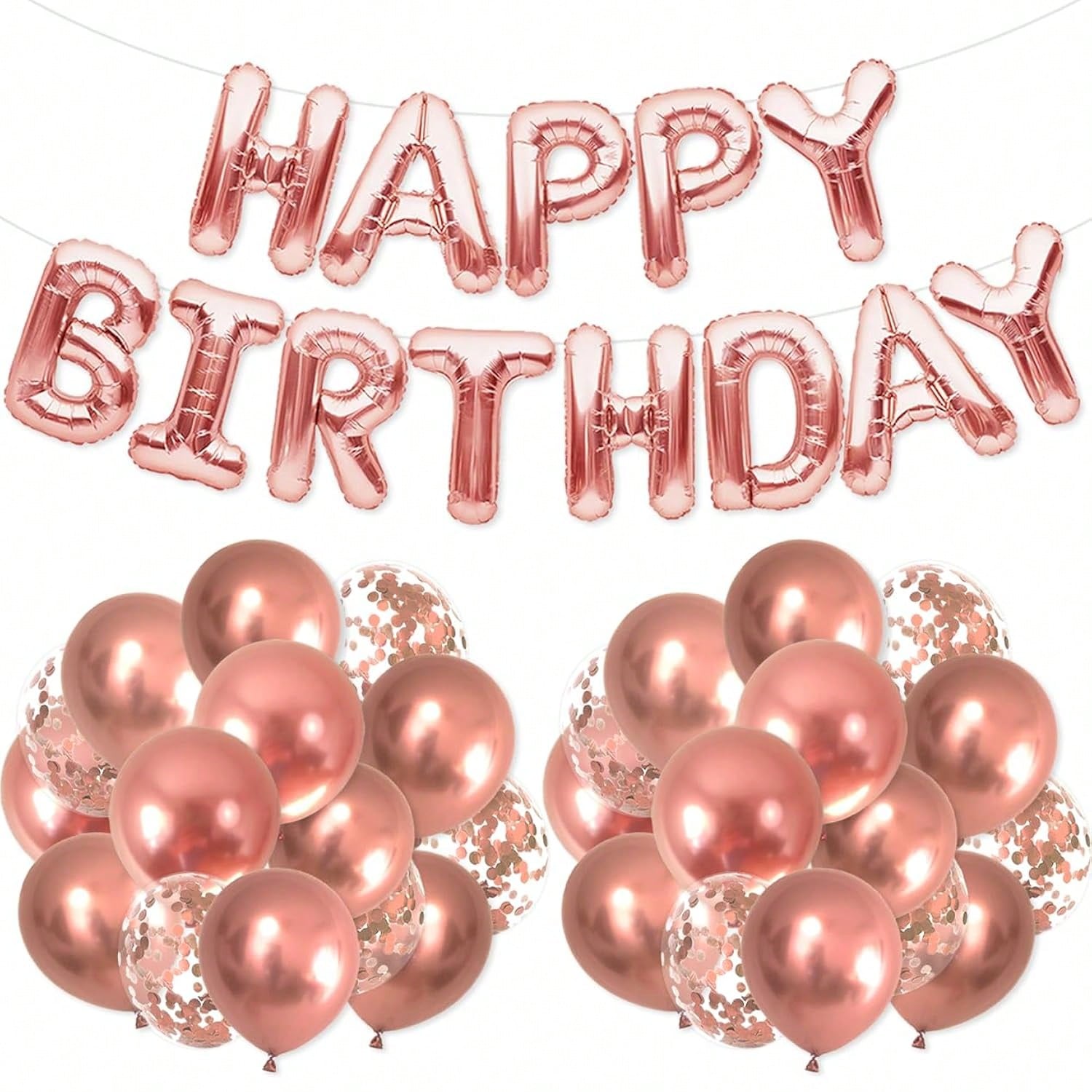 16-Inch Rose Gold Happy Birthday Letter Balloons for Milestone Birthday Parties