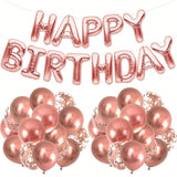 16-Inch Rose Gold Happy Birthday Letter Balloons for Milestone Birthday Parties