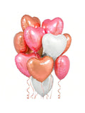 12-Pc 18-Inch Rose Gold White and Pink Heart Balloons for Weddings and Anniversaries