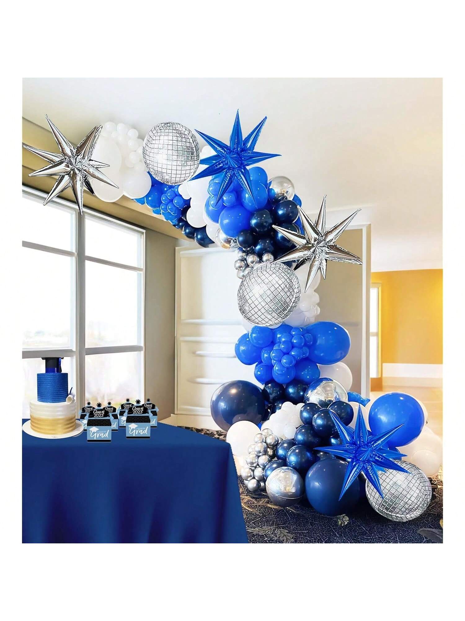 Royal Blue Graduation Balloon Garland Arch Kit Foil Caps Diplomas Stars