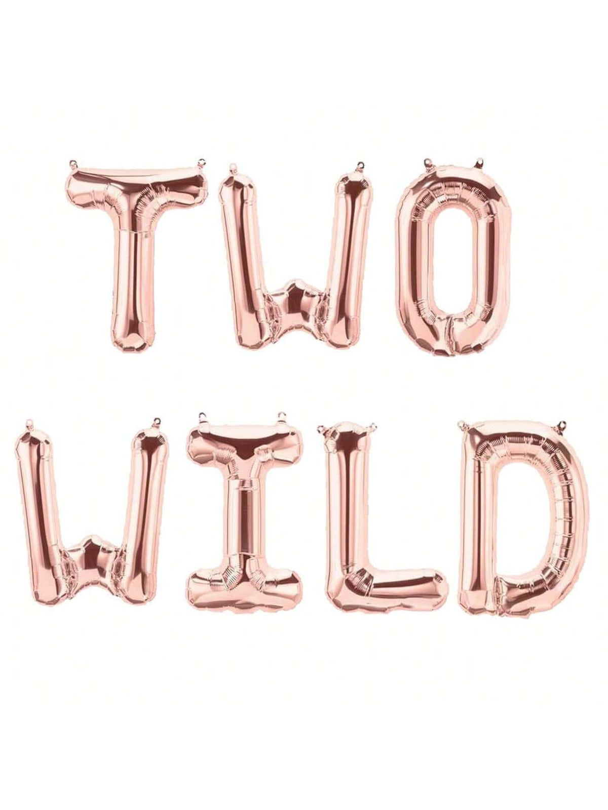 Two Wild Rose Gold Balloon Banner for Jungle or 2nd Birthday Party Decor