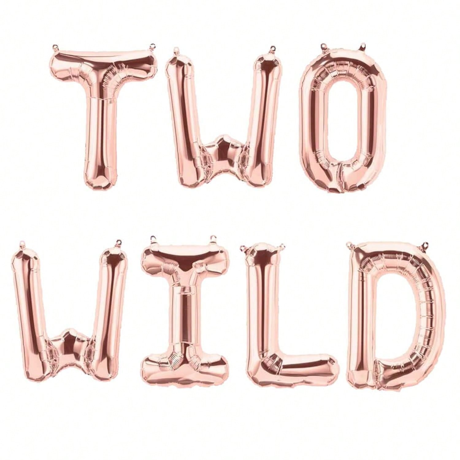 Two Wild Rose Gold Balloon Banner for Jungle or 2nd Birthday Party Decor