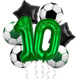 Soccer Party Decorations with Number 10 Foil Balloons for Birthday or Game Day