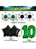 Soccer Party Decorations with Number 10 Foil Balloons for Birthday or Game Day