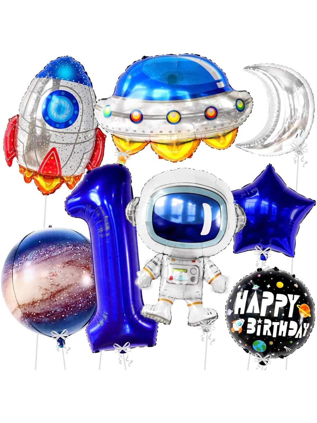 Space Balloons 8pcs Astronaut for 1st Birthday Trip Around the Sun Party