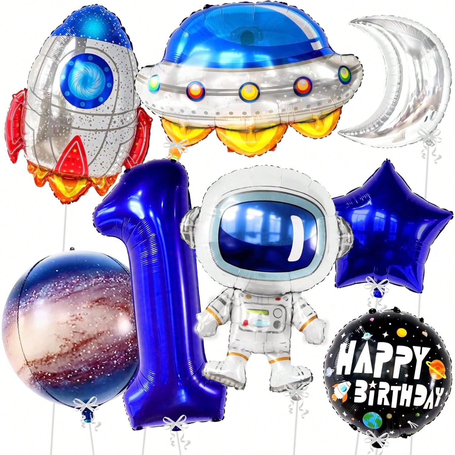 Space Balloons 8pcs Astronaut for 1st Birthday Trip Around the Sun Party