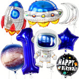 Space Balloons 8pcs Astronaut for 1st Birthday Trip Around the Sun Party