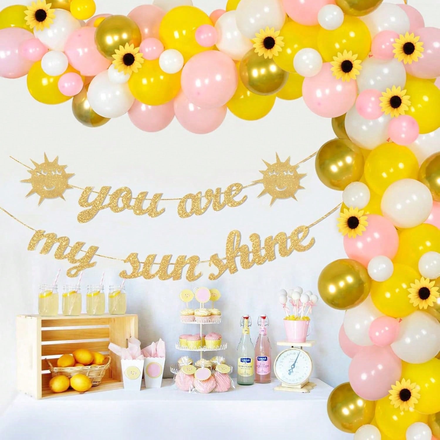 Sunflower Balloon Garland Arch Kit Pink Yellow Party Decorations