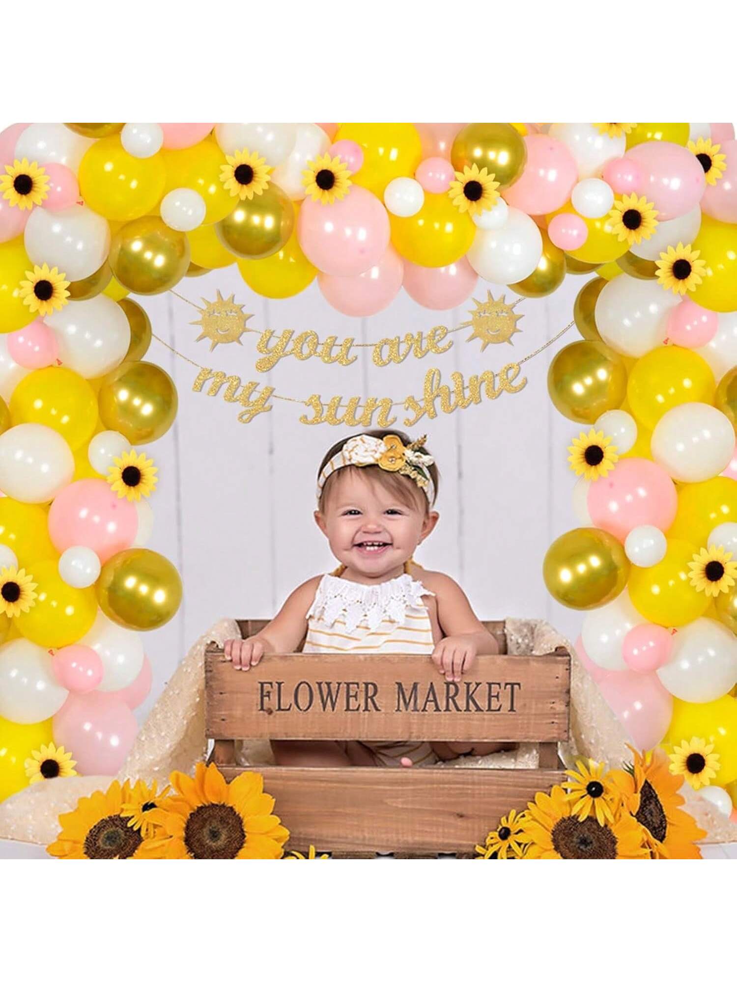Sunflower Balloon Garland Arch Kit Pink Yellow Party Decorations