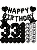 33rd Birthday Black Number Balloons Party Decor & Photo Props