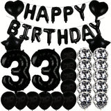 33rd Birthday Black Number Balloons Party Decor & Photo Props