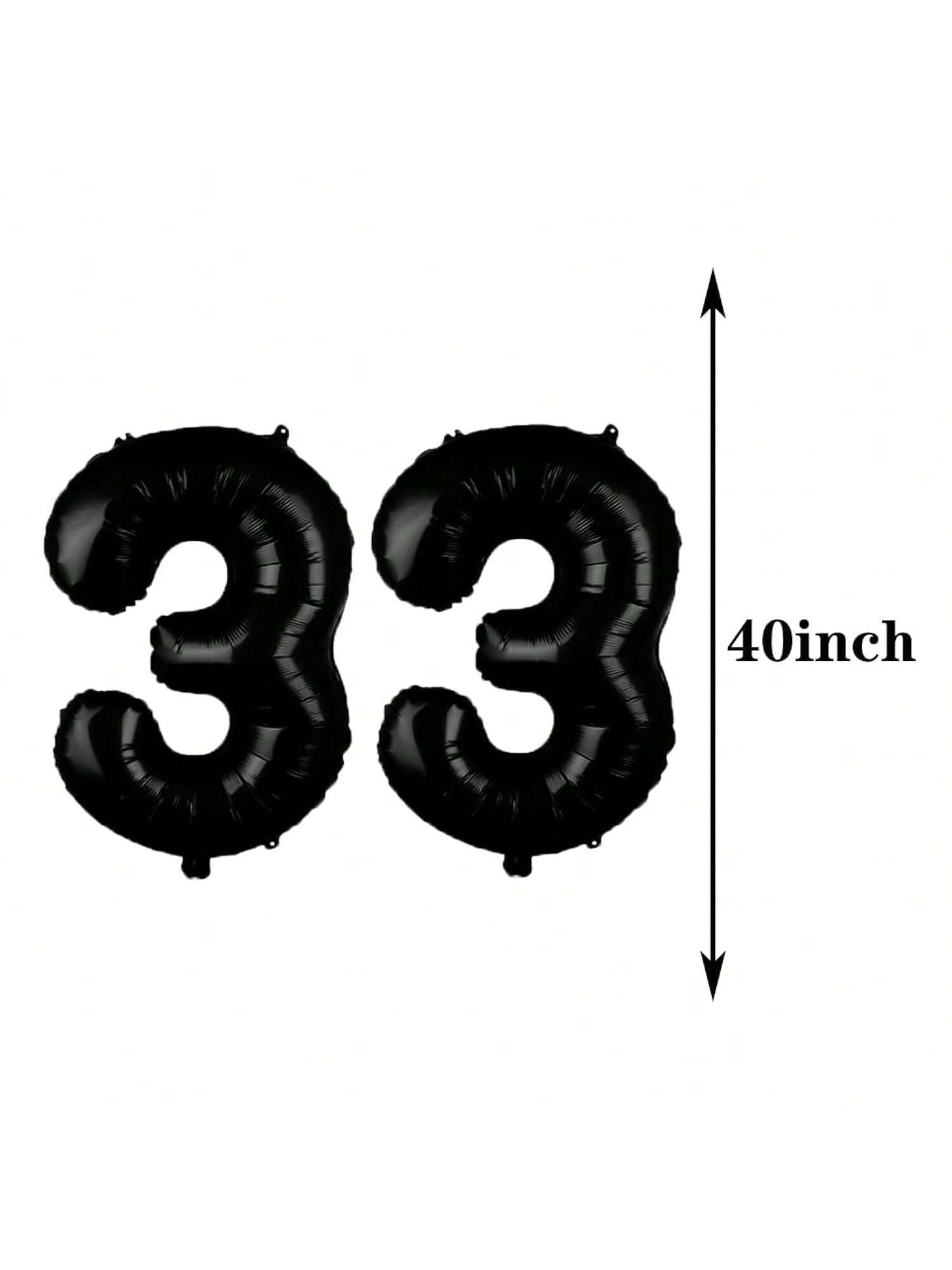 33rd Birthday Black Number Balloons Party Decor & Photo Props