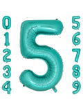40 Inch Teal Number 5 Foil Balloon for 5th Birthday and Party Decorations