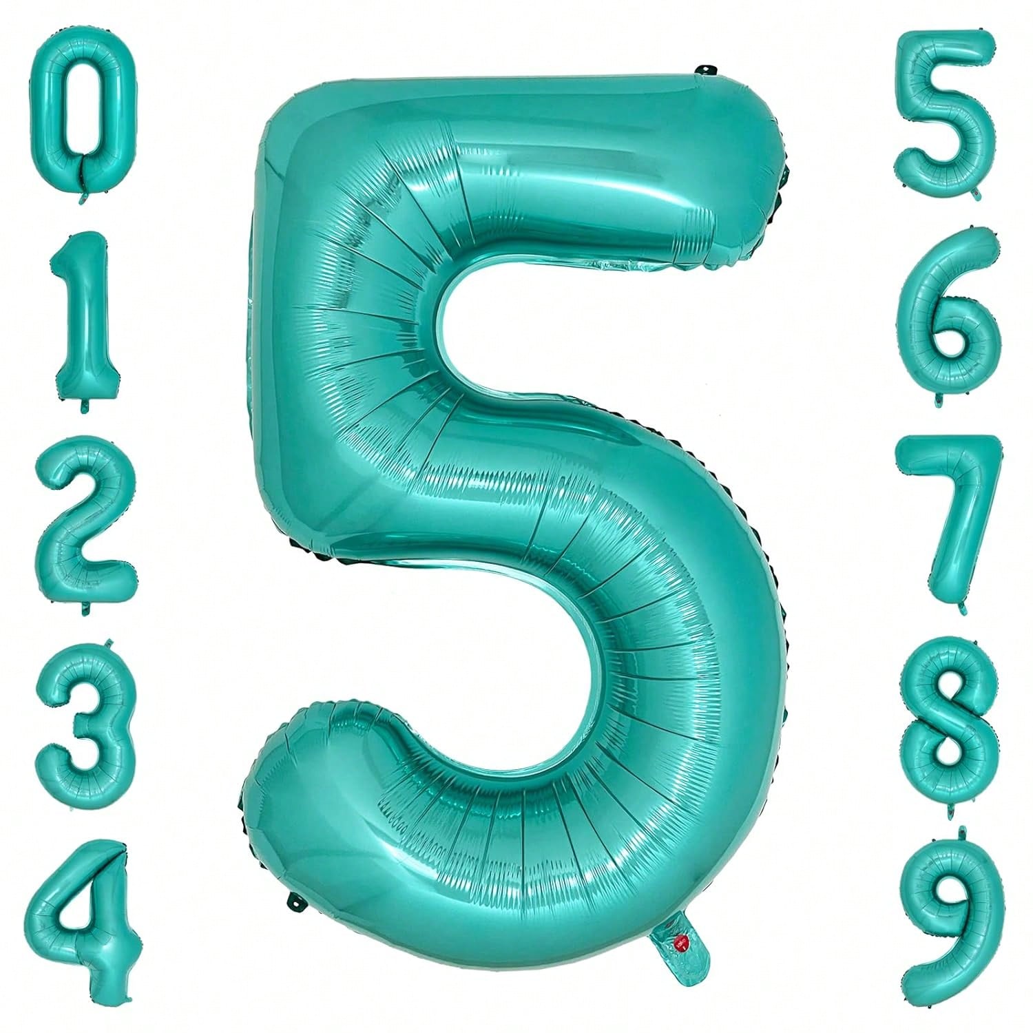 40 Inch Teal Number 5 Foil Balloon for 5th Birthday and Party Decorations
