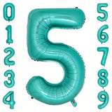 40 Inch Teal Number 5 Foil Balloon for 5th Birthday and Party Decorations