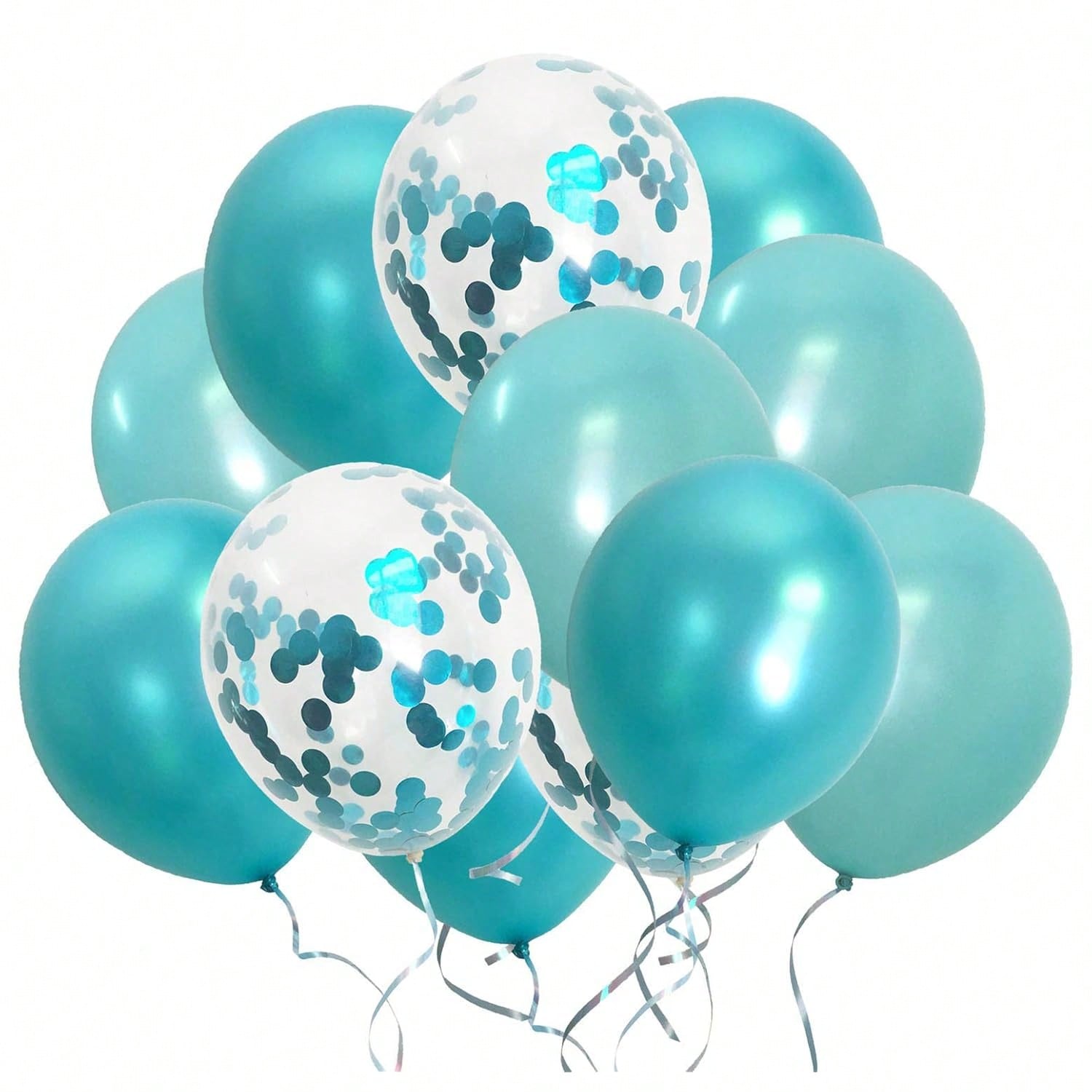 Turquoise & Teal Metallic Confetti Balloons for Engagement & Bachelorette Parties