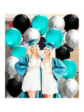 Turquoise Black Graduation Decorations 2025/Teal Turquoise Black Balloons 30Pcs Birthday Decorations For Women/Teal Bridal Shower -
