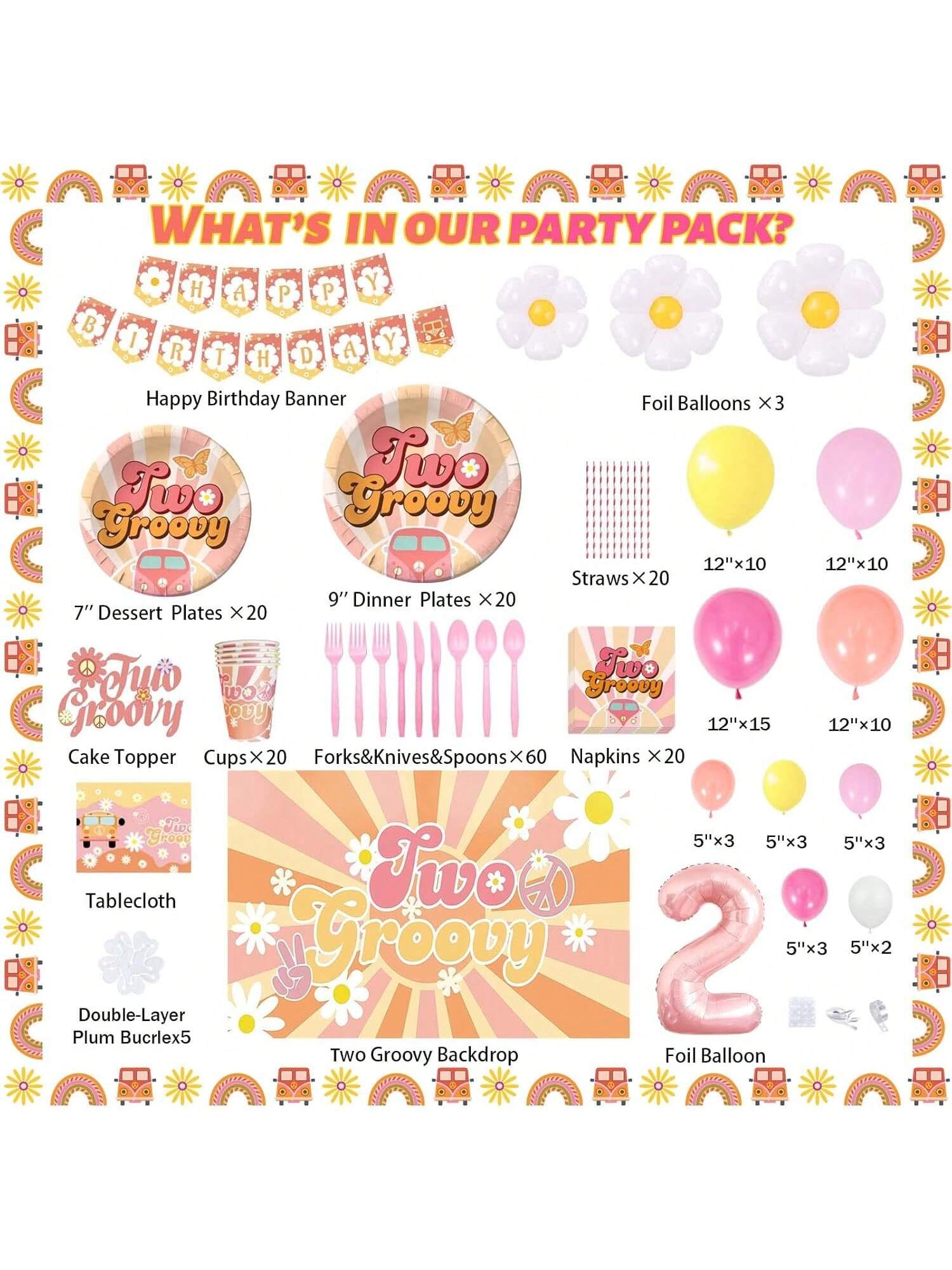 Two Groovy Boho 2nd Birthday Decor with Balloon Backdrop and Tableware