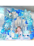 Winter Blue Silver Snowflake Balloon Garland 115 pcs with Stars