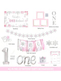 Winter Onederland 1st Birthday Decor with Balloon Garland and Banner