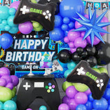 120pcs Video Game Balloon Arch Kit Blue Purple Green Black with Foil Balloons
