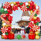 151PCS Christmas Balloon Garland Kit with Red, White, Gold & Green Balloons