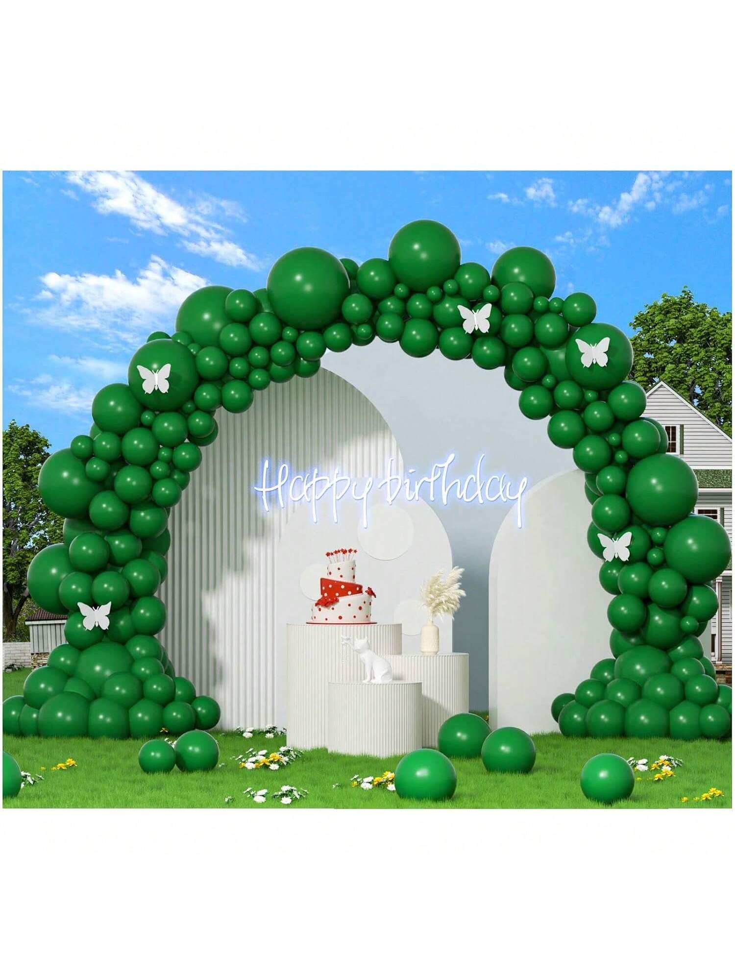 412PCS Dark Green Balloon Garland Arch Kit Matte Latex Party Decor