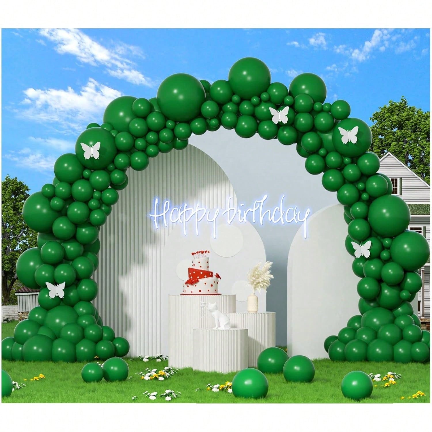 412PCS Dark Green Balloon Garland Arch Kit Matte Latex Party Decor