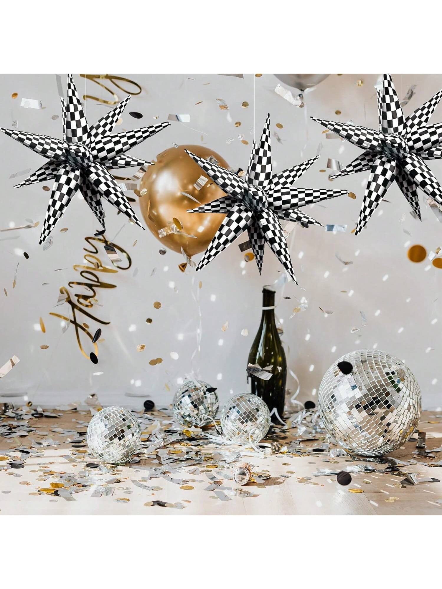60PCS Star 12-Spike Foil Balloons Wedding Birthday Party Backdrop Decor
