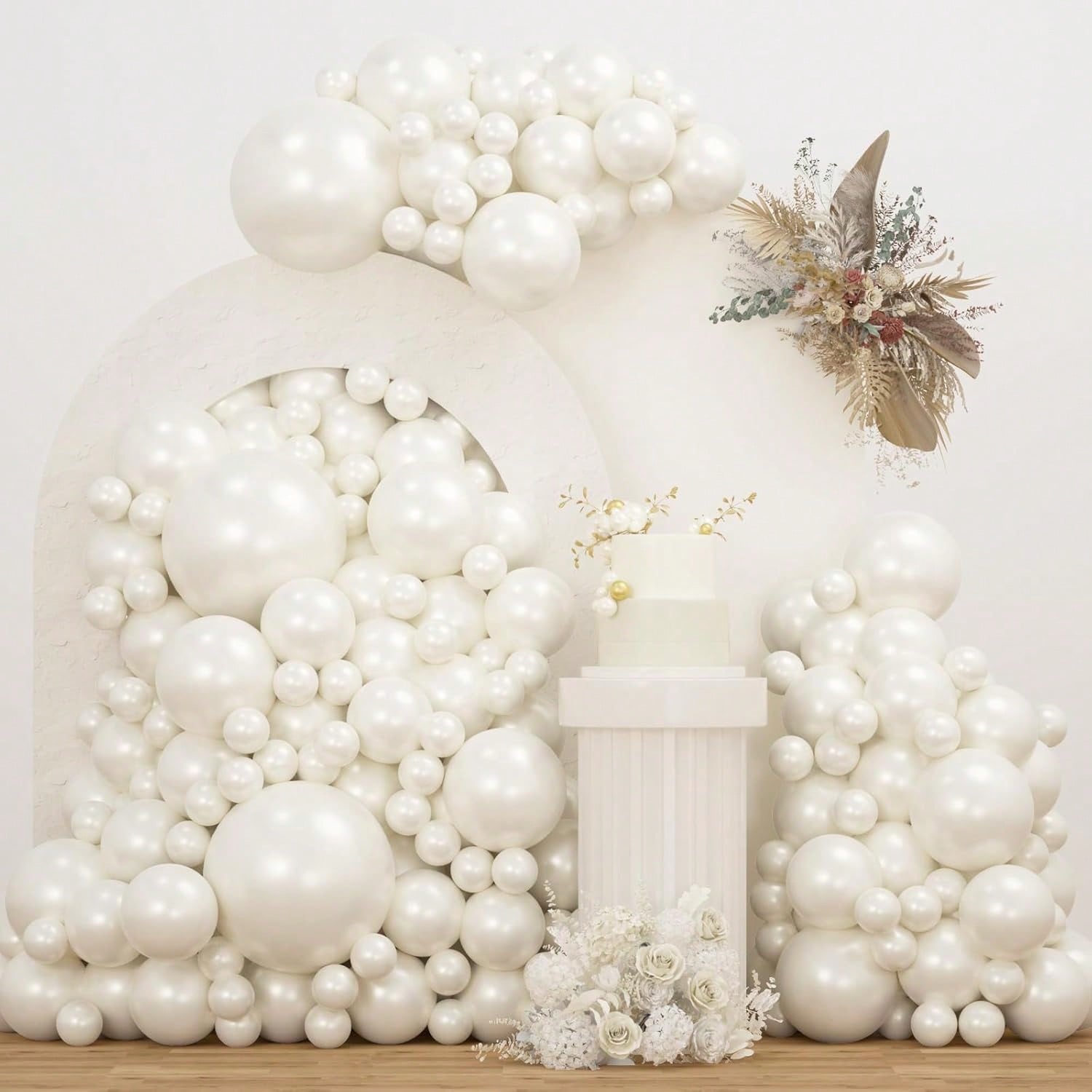 115PCS White Pearl Balloons Arch Garland Kit for Wedding & Party