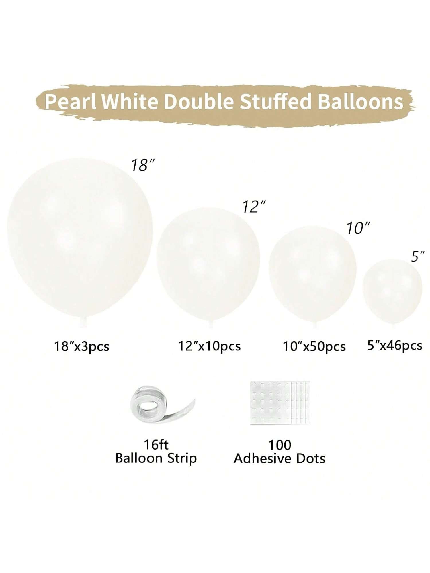 115PCS White Pearl Balloons Arch Garland Kit for Wedding & Party