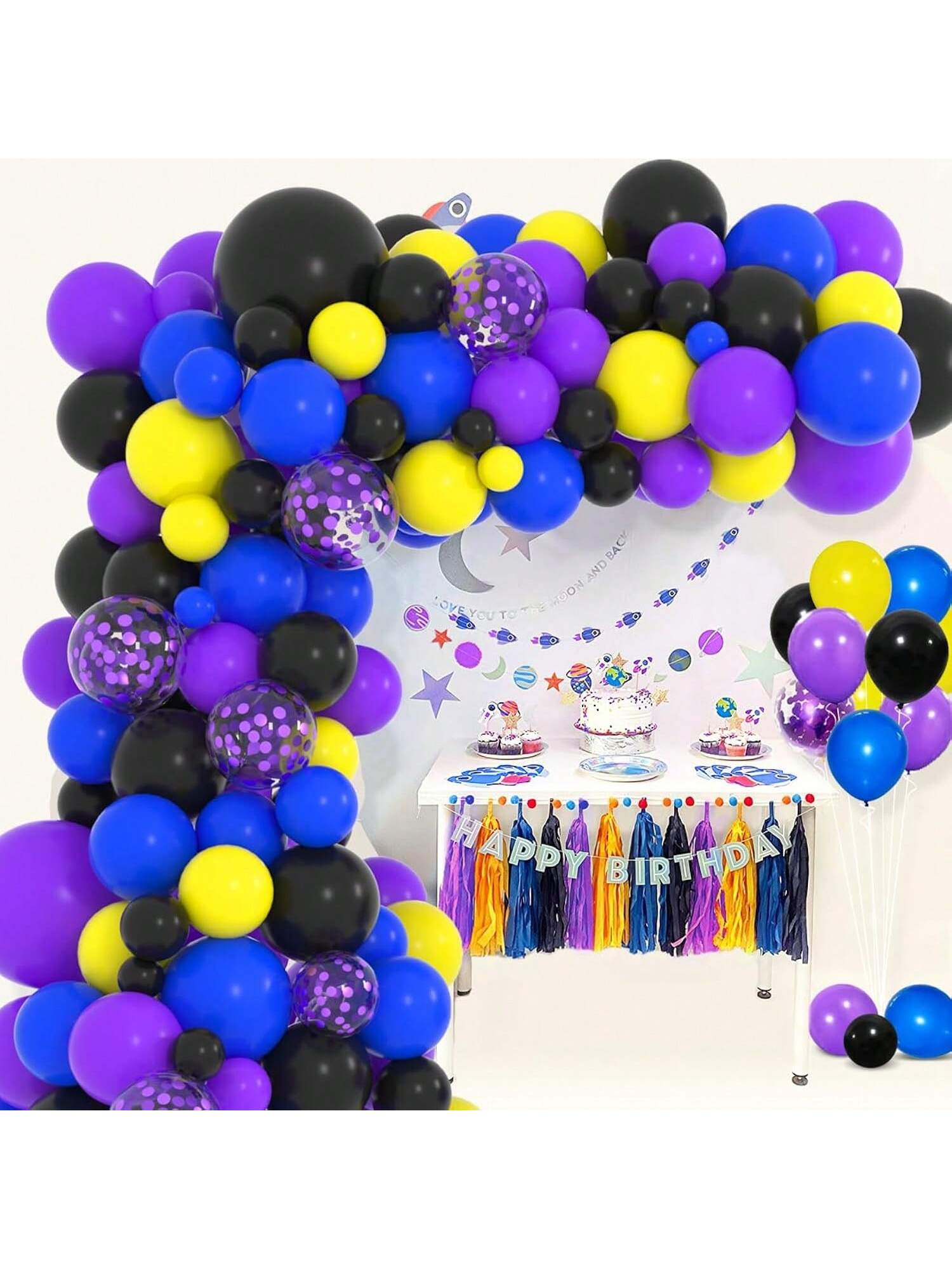Purple Blue Silver Balloon Garland Arch Kit for Video Game & Party Decor