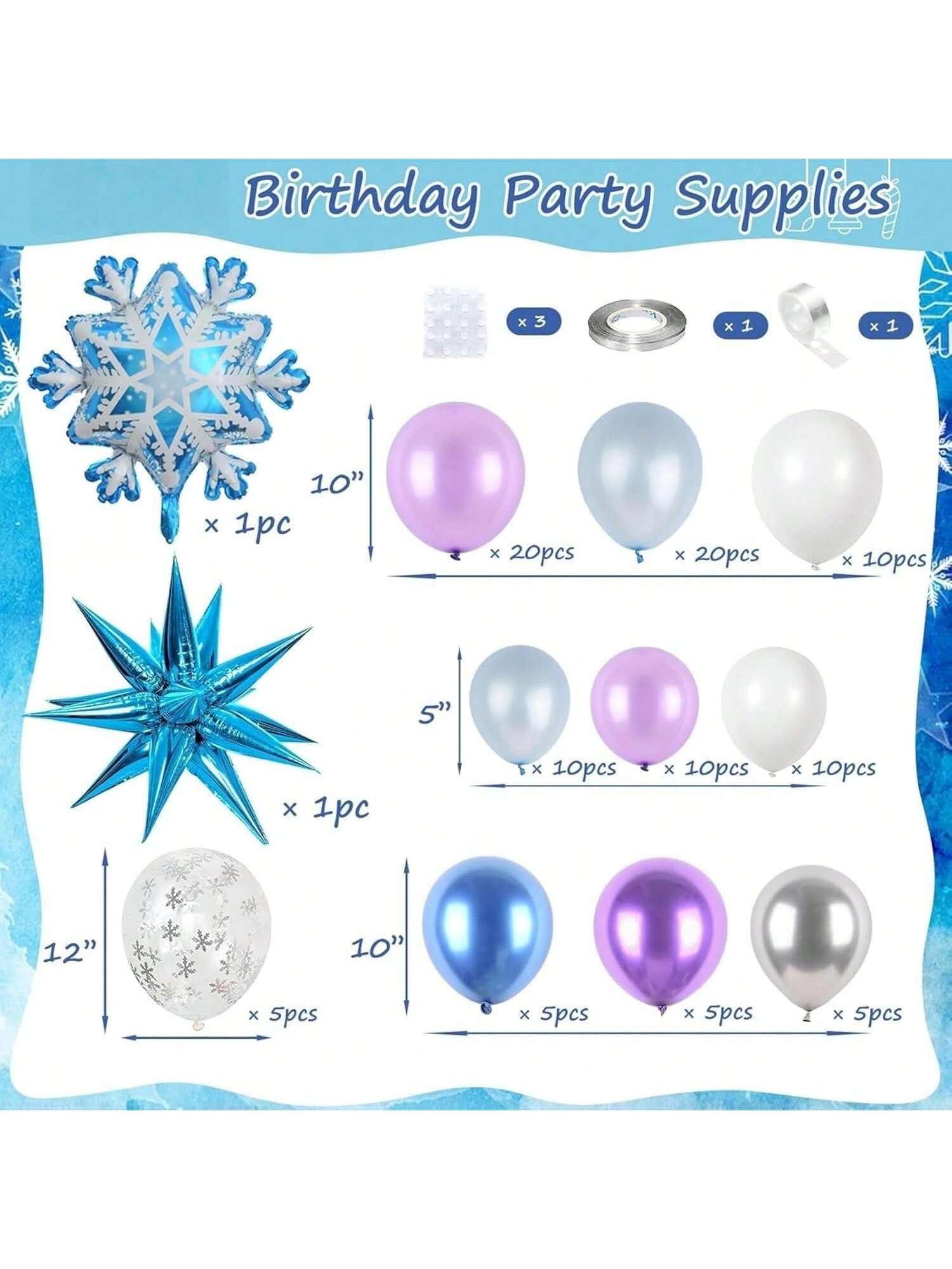 Snow Balloon Garland Kit with Snowflake and Pearl Balloons for Winter Parties