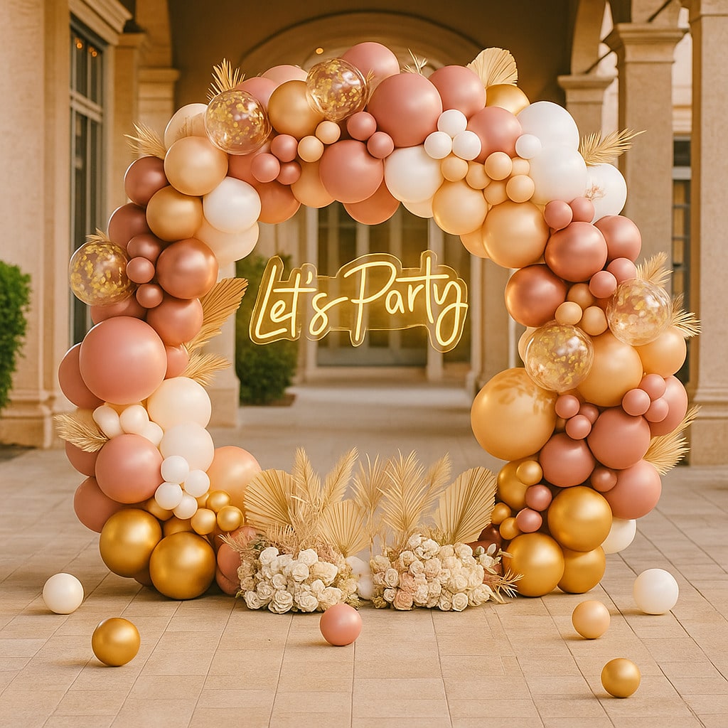 136-Piece Boho Balloon Garland Kit Blush Pink Nude White Rose Gold for Party Decor