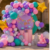 103-Piece Pink Purple Teal Balloon Arch Kit with Unicorn Banner and Star Foil Balloons