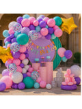 103-Piece Pink Purple Teal Balloon Arch Kit with Unicorn Banner and Star Foil Balloons